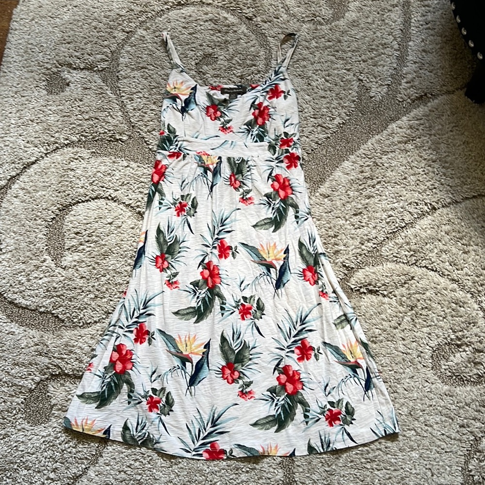 Tommy Bahama Small Tropical Sun Dress Open Back S Midi Off White Red Green Blue